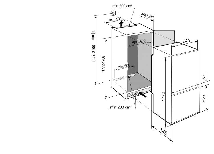 Réfrigérateur-congélateur combiné encastrable AEG 54 cm NSC 7G181 DS