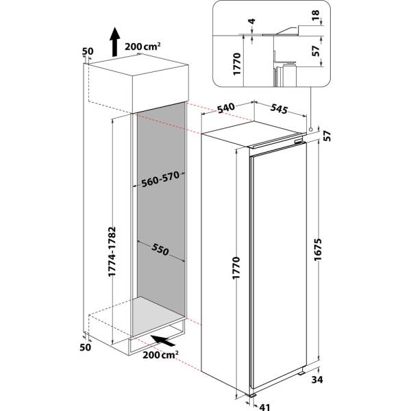 Réfrigérateur 1 porte encastrable ESSENTIELB ERLVI180-55…