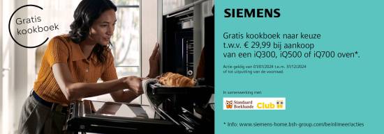 GRATIS KOOKBOEK T.W.V. €29 van de fabrikant Siemens, NA AANKOOP TOESTEL BIJ LOETERS