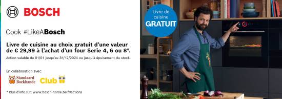 LIVRE DE CUISINE D.V.D. MAX. €29,99 GRATUIT du fabricant Bosch - APRES ACHAT CHEZ LOETERS